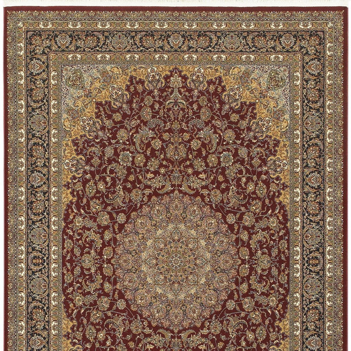 7' X 10' Medallion Area Rug With Fringe (574481) - Ivory / Red / Orange