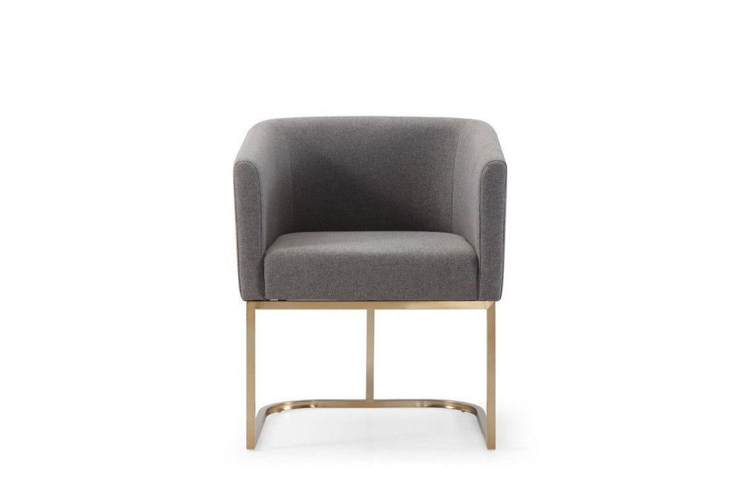 Contemporary Upholstered Fabric Dining Arm Chair - Dark Gray