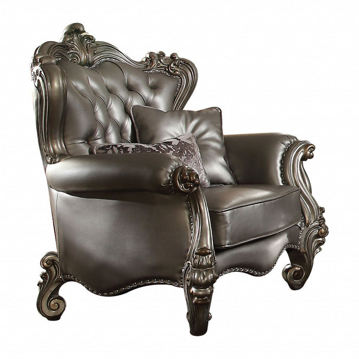 Faux Leather Tufted Wingback Chair - Silver And Platinum
