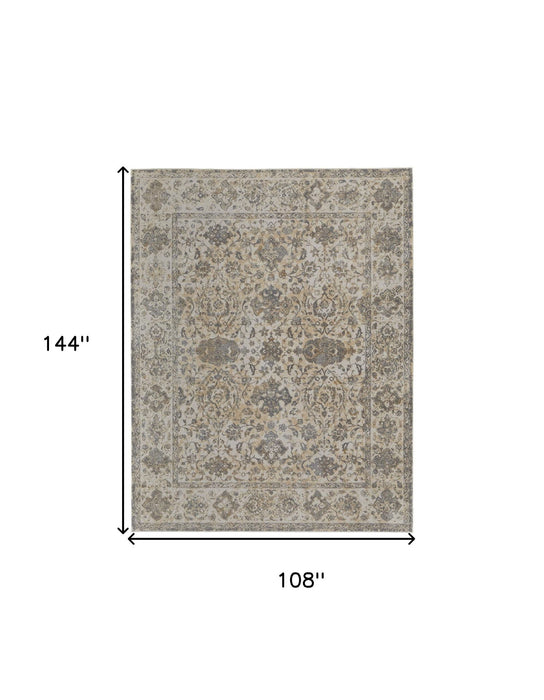 9' x 12' Power Loom Area Rug - Ivory Tan And Gray