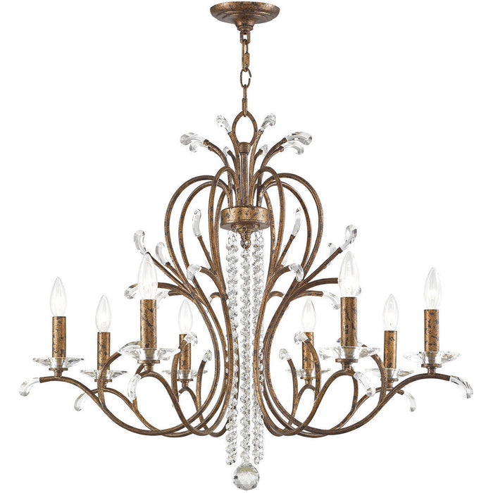 28'' Eight Light Dimmable Chandelier With Shades - Bronze