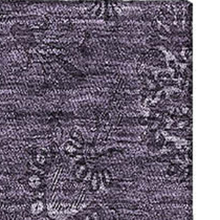 8' X 10' Floral Washable Area Rug With UV Protection - Eggplant And Ivory