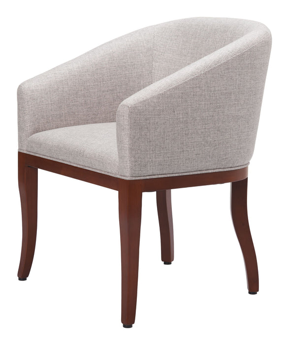 Fabric Upholstered Dining Arm Chair - Brown / Gray