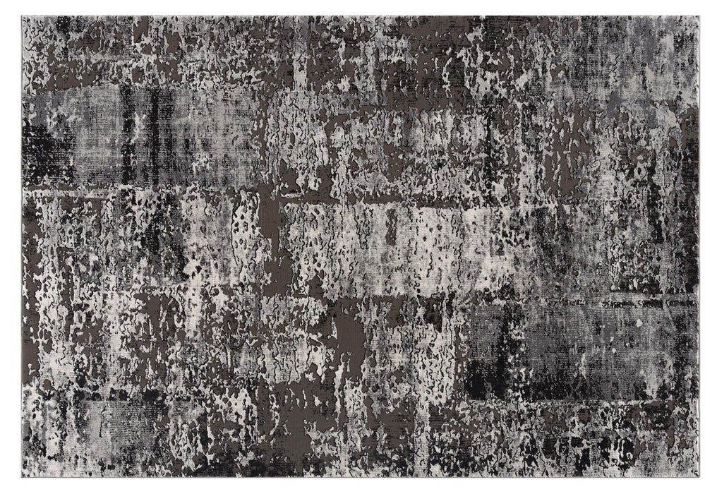 10' x 16' Abstract Washable Non Skid Area Rug - Gray Brown And Ivory
