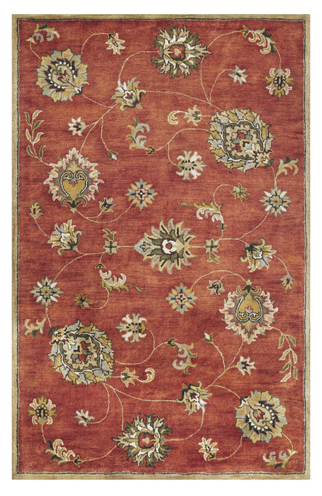 8' x 11' Hand Tufted Traditional Floral Indoor Area Rug - Sienna Orange