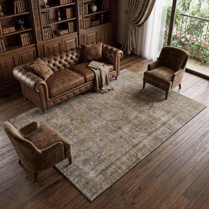10' X 14' Abstract Washable Area Rug With UV Protection (696260) - Brown / Taupe