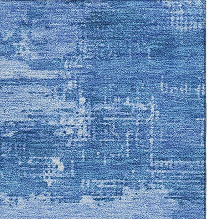 10' X 14' Abstract Washable Area Rug With UV Protection (683213) - Navy Blue / Sky Blue