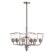 HomeRoots 27-inch six-light metal chandelier with clear shades and dimmable feature in nickel finish, modern lighting fixture