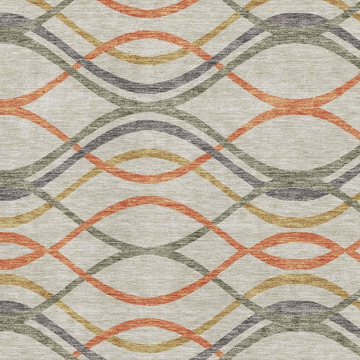 10' X 14' Abstract Washable Area Rug With UV Protection - Orange And Gold