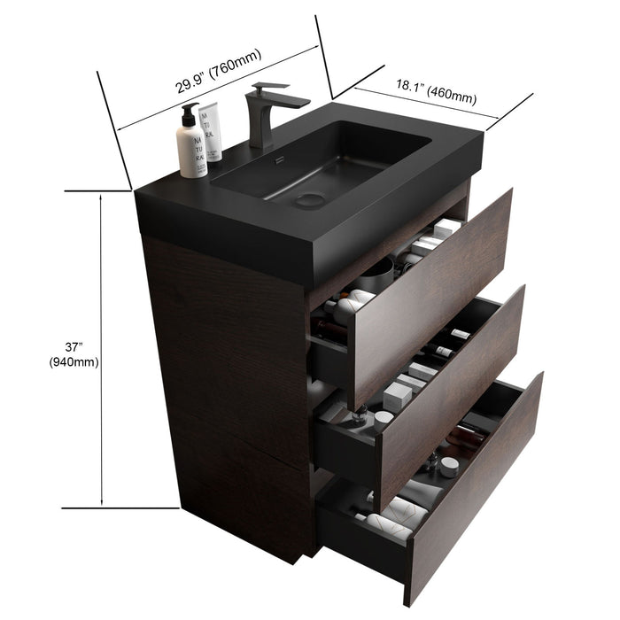 Giga Alice bathroom vanity with large storage, freestanding design, one-piece sink basin, modern style, without drain and faucet.