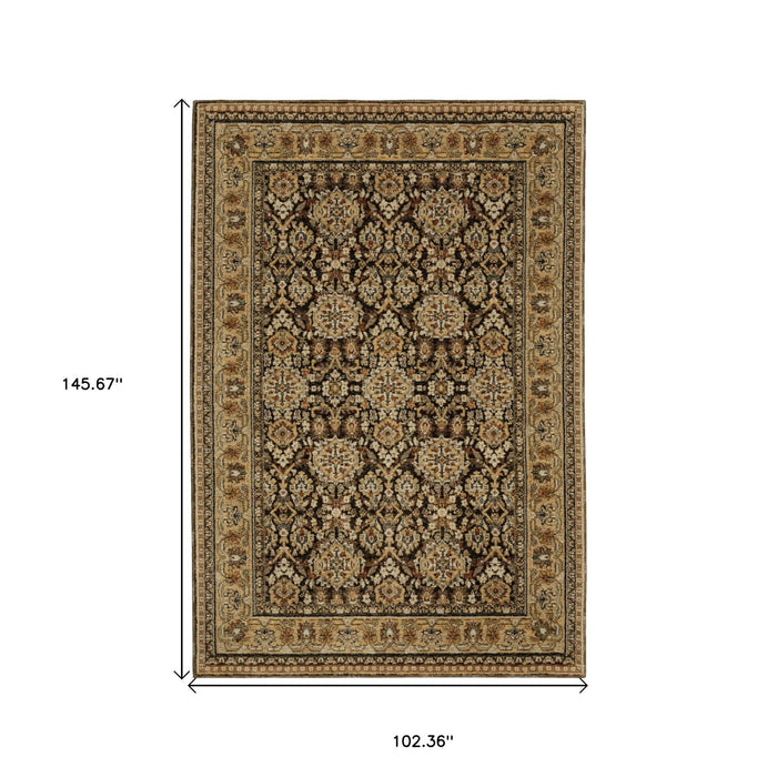 9' X 12' Oriental Area Rug - Brown And Gold