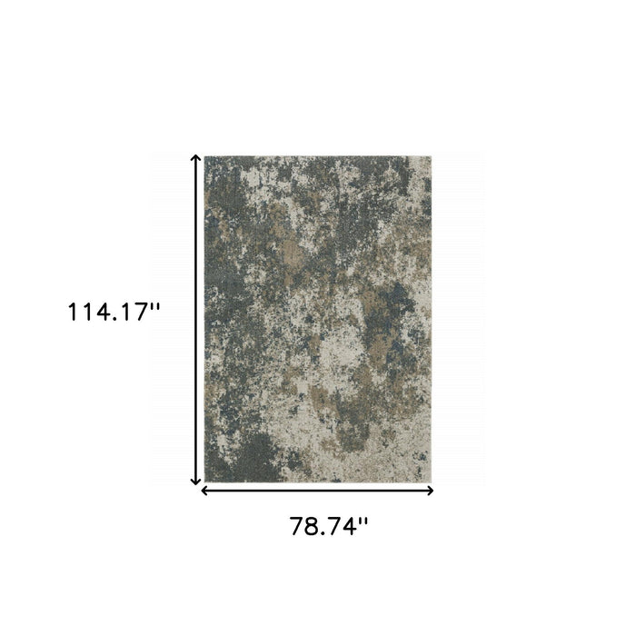 7' x 10' Abstract Power Loom Area Rug - Tan And Gray