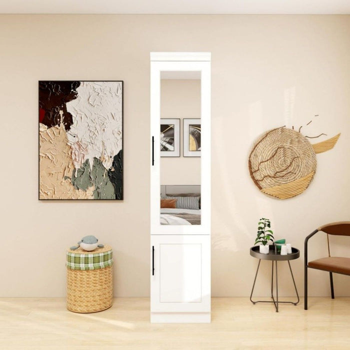 71" Modern Wood Mirro Two Door Combo Dresser - White