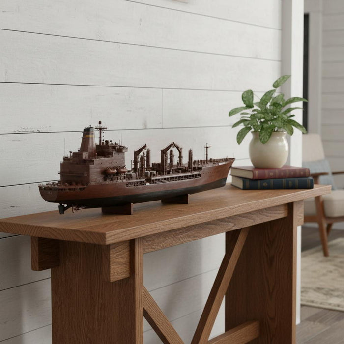 Hand Painted Model Boat - Dark Brown / Black
