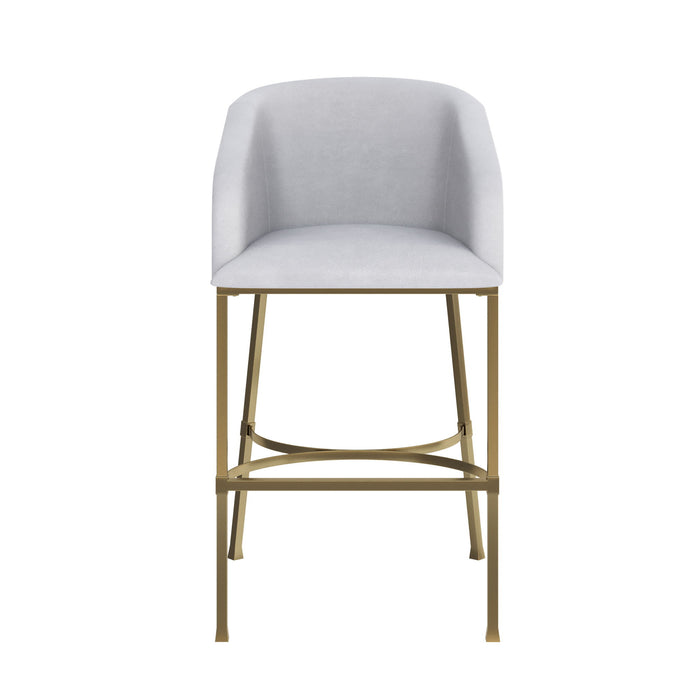 Fabric Low Back Bar Height Bar Chair - White / Gold
