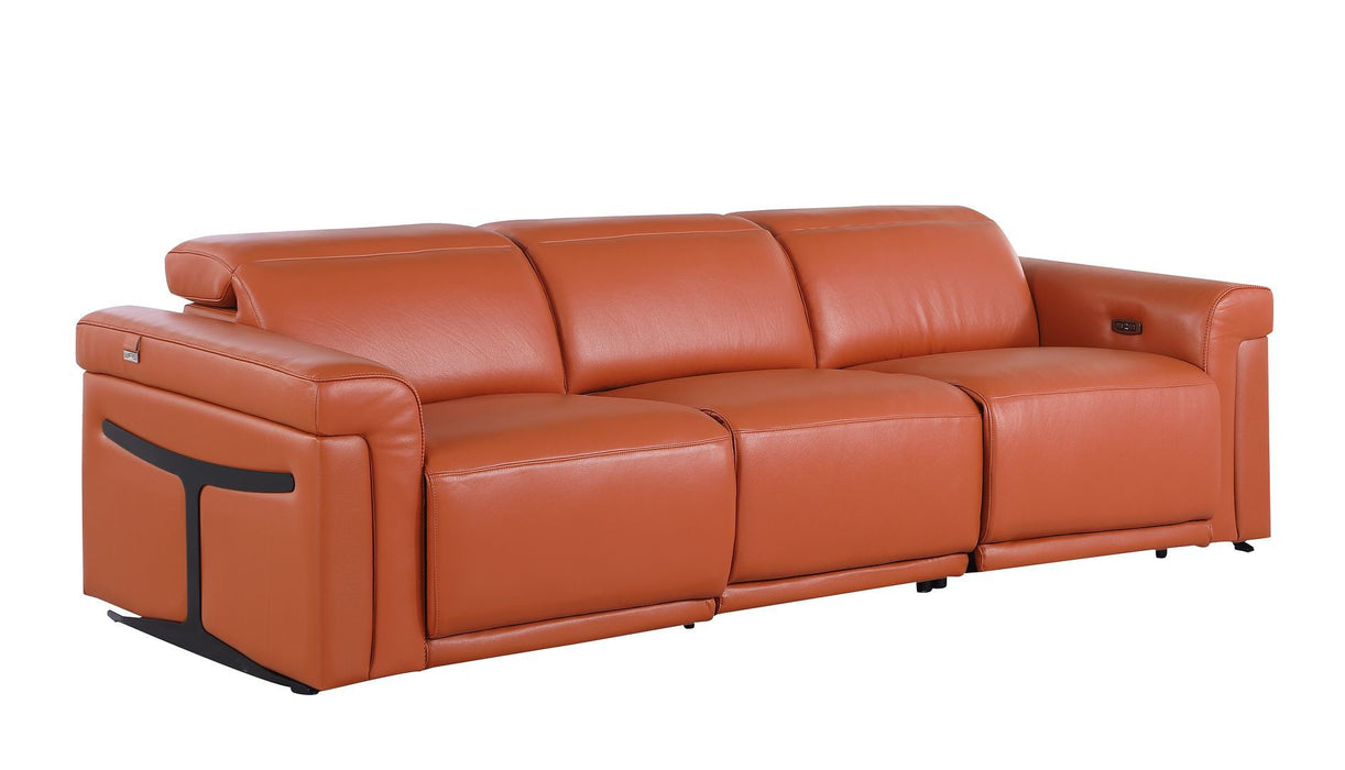 Top Grain Leather Reclining Metal USB Sofa (720362) - Camel