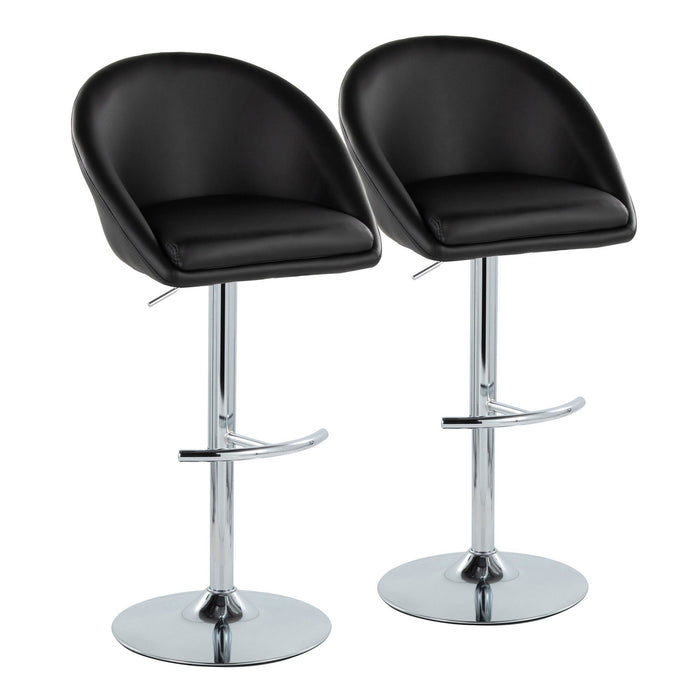 Matisse - Highback Adjustable Barstool With Rounded T Footrest (Set of 2) - Chrome Metal