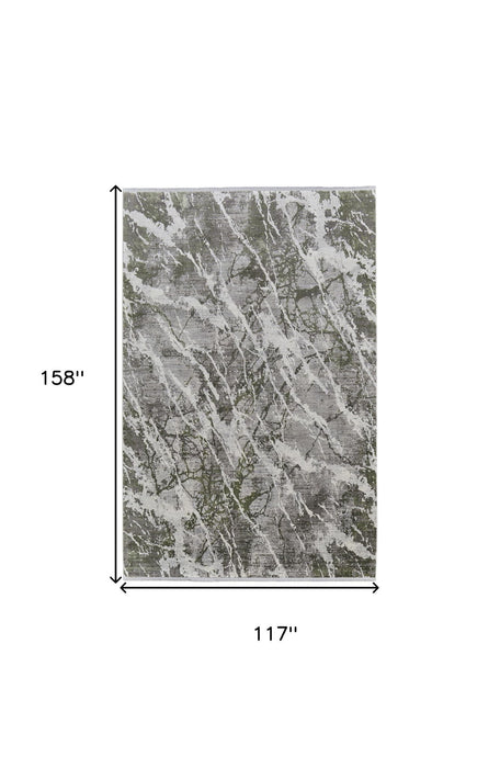 10' X 13' Abstract Viscose Power Loom Area Rug With Fringe - Gray And Taupe