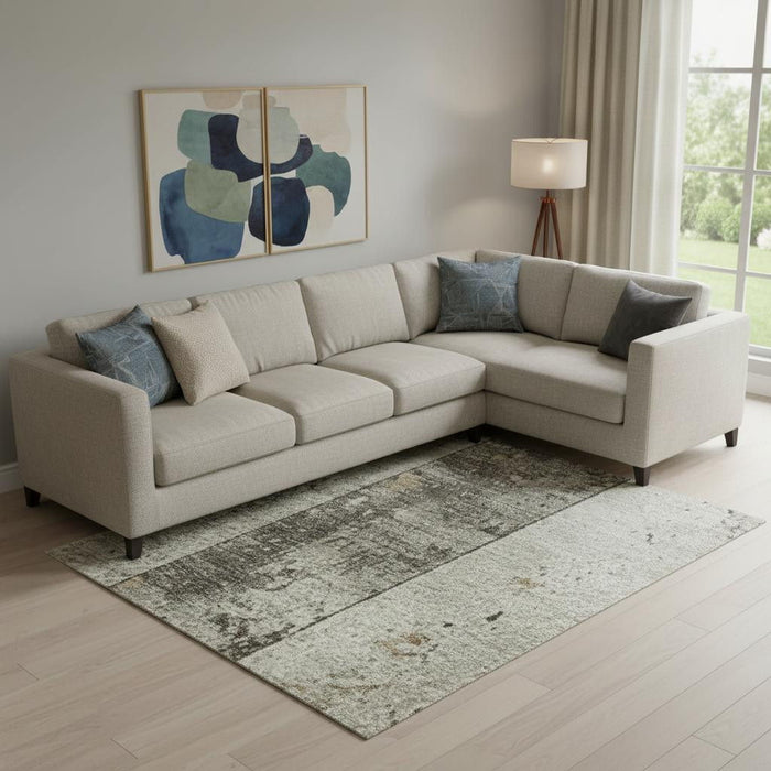 10' X 14' Striped Washable Area Rug With UV Protection (706295) - Beige / Gray