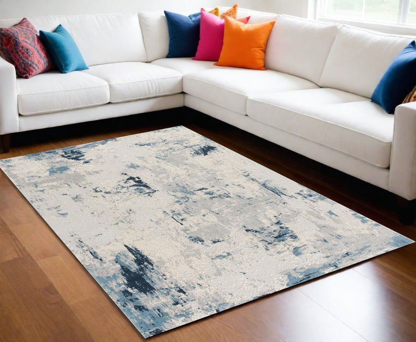 8' x 10' Abstract Dhurrie Area Rug - Blue