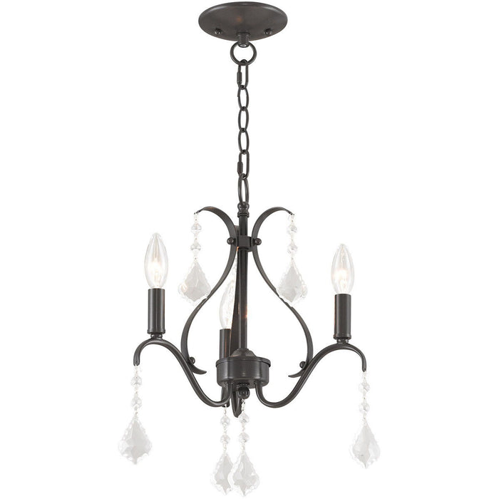 Three-Light Dimmable Chandelier With Shades - Bronze