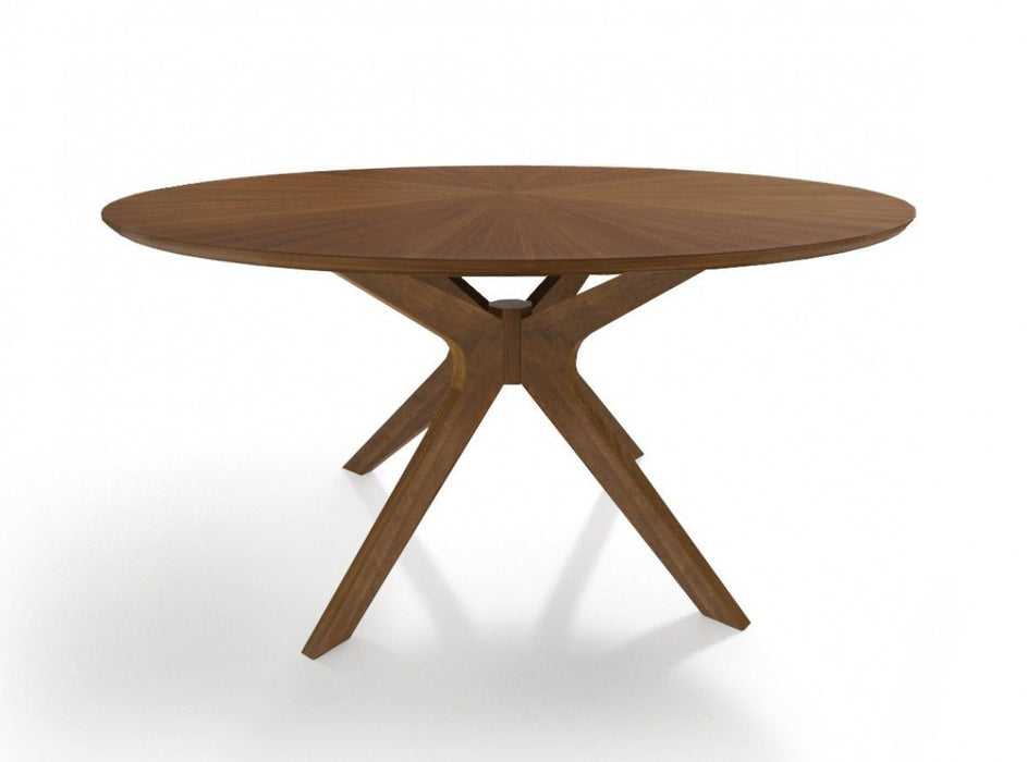59" Rounded Pedestal Base Dining Table - Brown