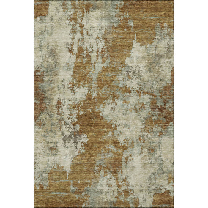 10' X 14' Abstract Washable Area Rug With UV Protection (716978) - Terra Cotta / Beige