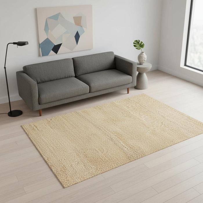 5' X 8' Jute Geometric Hand Woven Area Rug (660023) - Beige / Cream