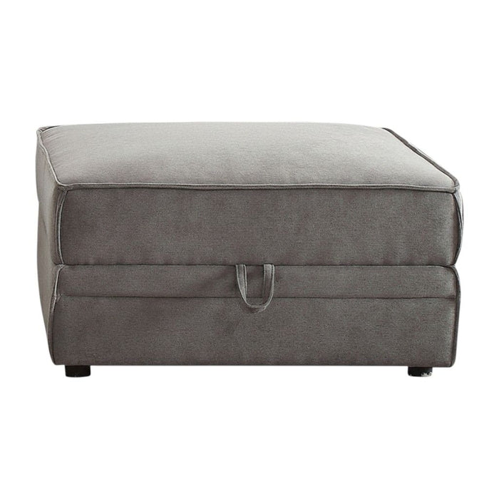 Velvet Storage Ottoman - Gray
