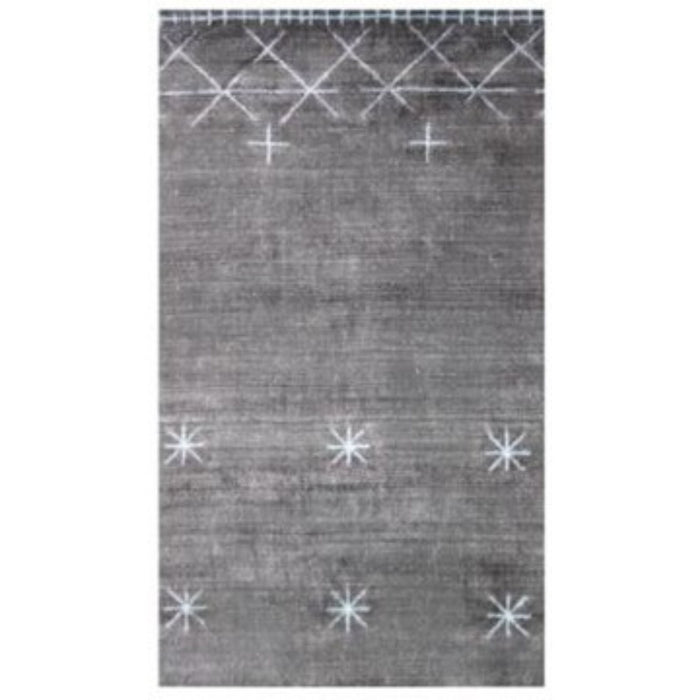 5' x 8' Abstract Ombre With Stars Hand Loomed Area Rug - Charcoal And Silver