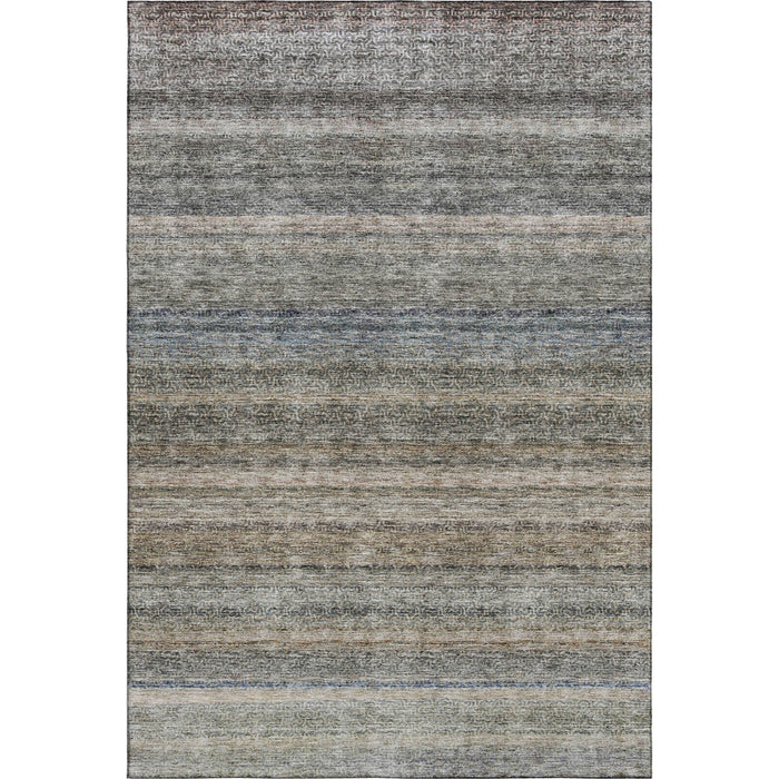 10' X 14' Striped Washable Area Rug With UV Protection (688057) - Taupe / Beige / Blue