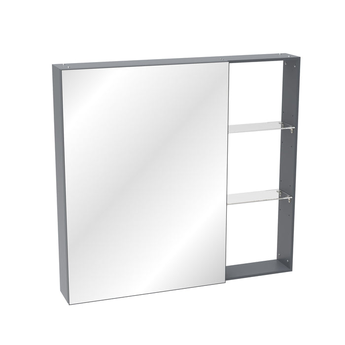 Black and brown wall-mounted Giga medicine cabinet with mirror and adjustable shelves for bathroom storage.