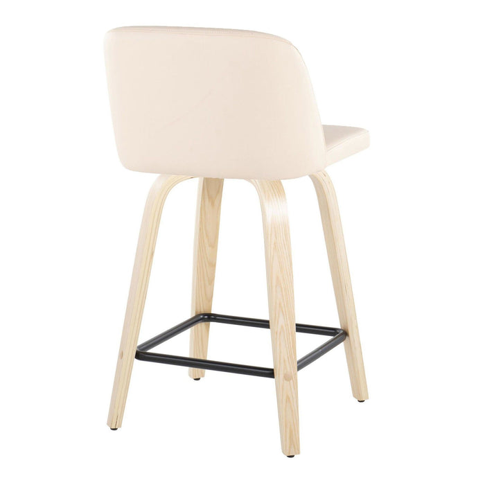 Toriano - 24" Fixed-Height Counter Stool (Set of 2) - Natural & Black Square Base