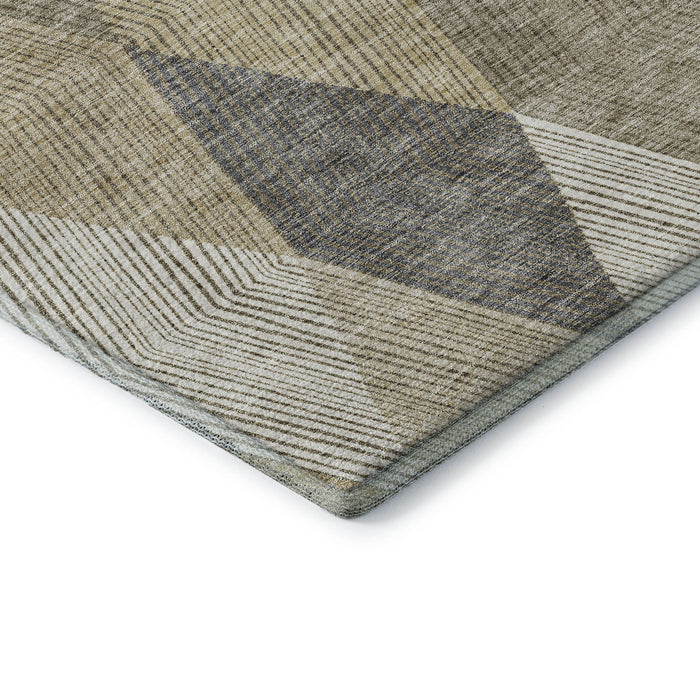 10' X 14' Geometric Washable Area Rug With UV Protection (676236) - Wheat / Beige / Gray