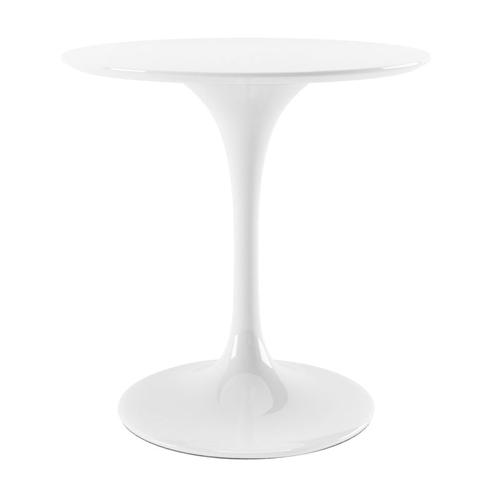 32" Rounded Fiberglass And Metal Pedestal Base Dining Table - White