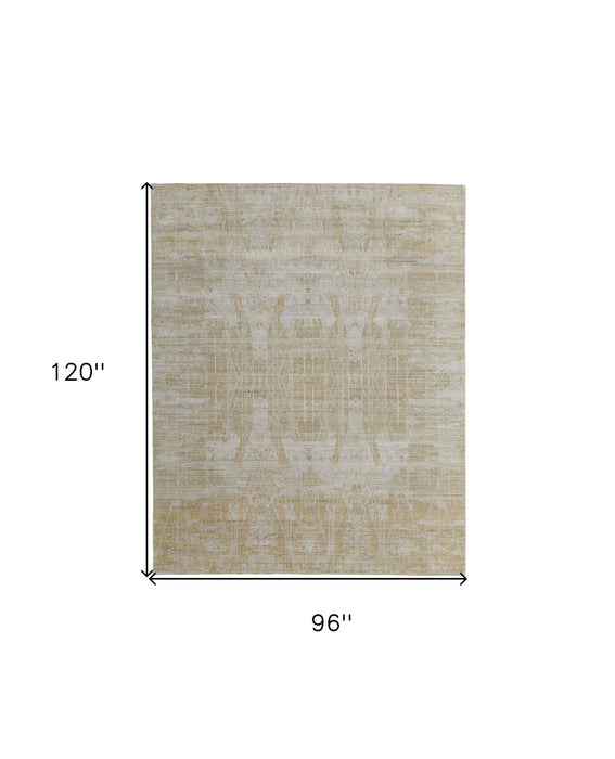 8' x 10' Modern Abstract Hand Woven Area Rug - Yellow And Ivory