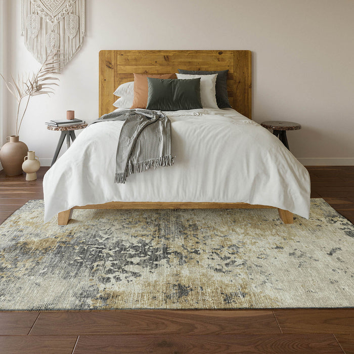 10' X 14' Abstract Washable Area Rug With UV Protection - Midnight