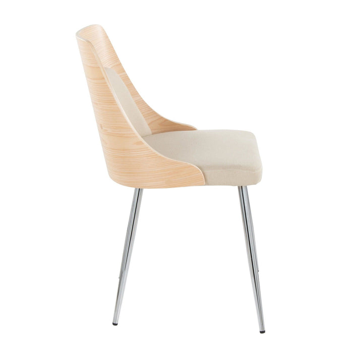 Anabelle - Dining / Accent Chair (Set of 2) - Chrome Metal, Natural Wood