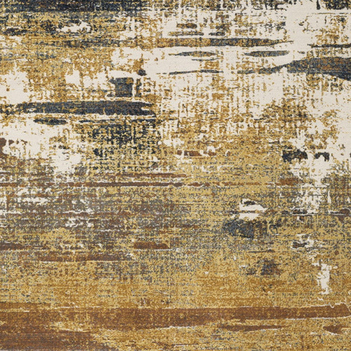 6' x 9' Abstract Power Loom Stain Resistant Area Rug - Gold Brown Rust Gray Blue And Beige