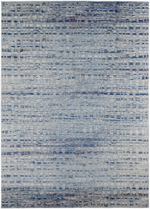 10' x 14' Abstract Power Loom Stain Resistant Area Rug - Ivory And Blue