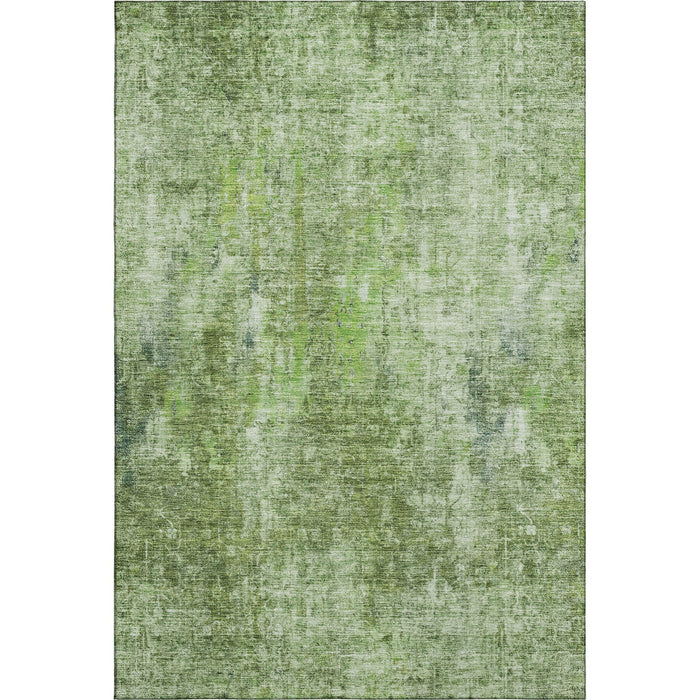 10' X 14' Abstract Washable Area Rug With UV Protection (654808) - Olive Green / Ivory