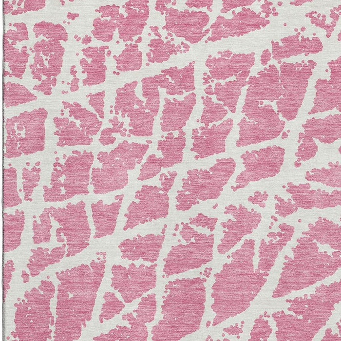 3' X 5' Abstract Washable Area Rug With UV Protection (646573) - Pink / Ivory