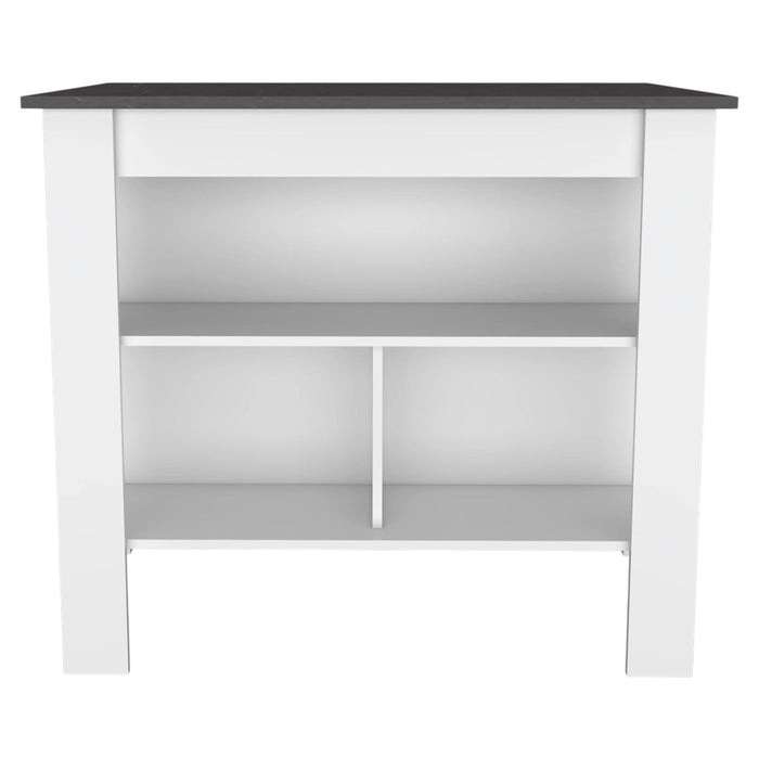41" Wood Kitchen Island Set With Storage - Gray / White