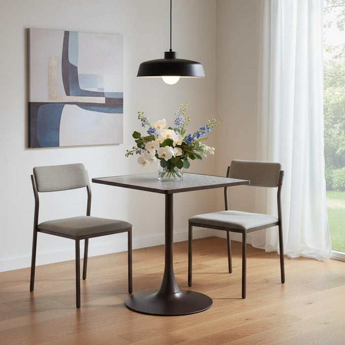 24" Steel Pedestal Base Square Dining Table - Gray