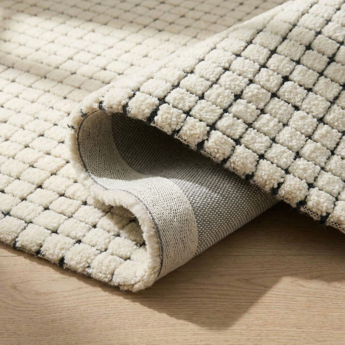 9' X 12' Checkered Area Rug (724070) - Beige / Black