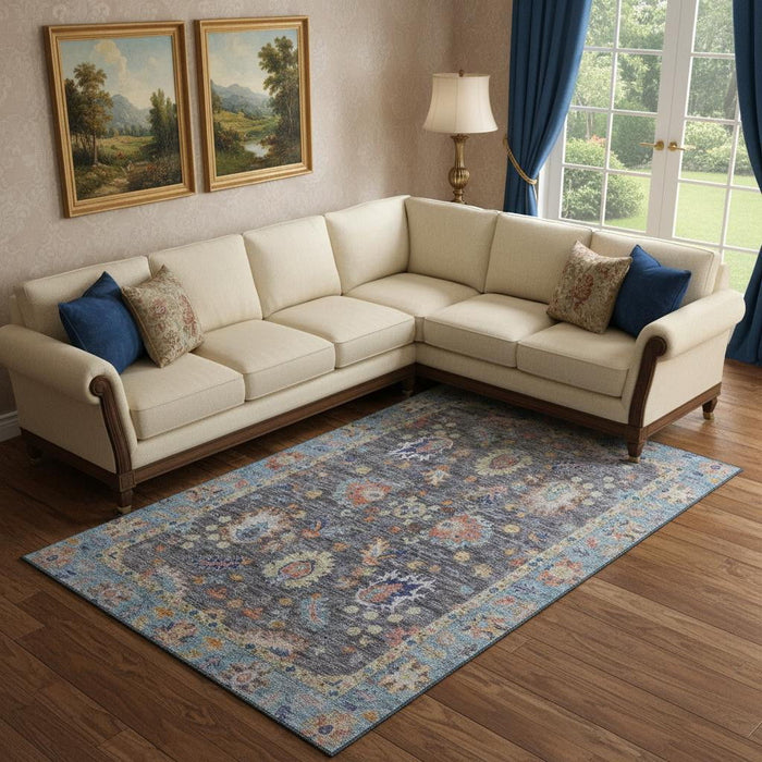 10' X 14' Oriental Washable Area Rug With UV Protection (717971) - Gray / Copper