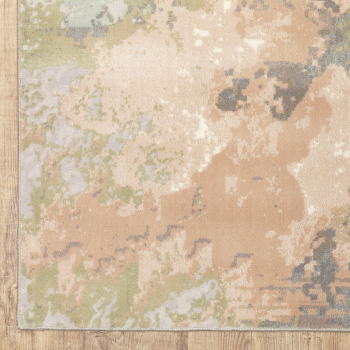 10' x 13' Abstract Power Loom Stain Resistant Area Rug - Sage Pink And Cream