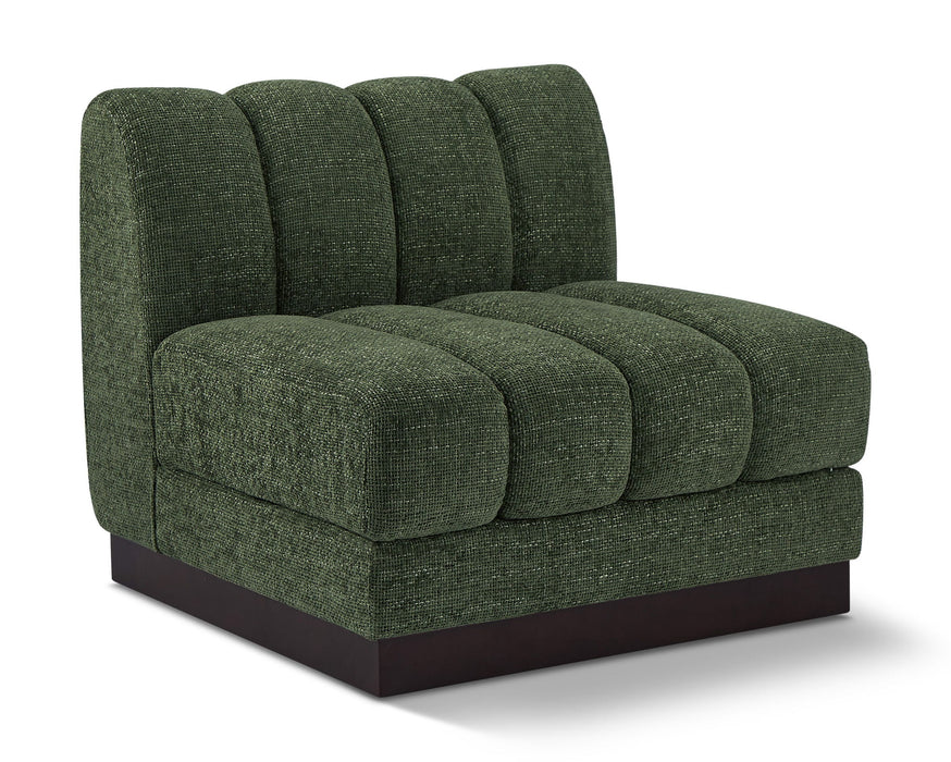 Meridian Furniture Quinn armless stationary chair with plush upholstery and sleek modern design.