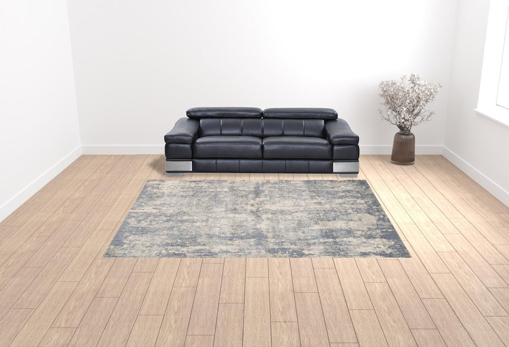 9' x 12' Abstract Power Loom Area Rug - Light Gray And Blue