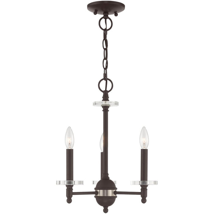 18" Three Light Dimmable Chandelier With Shades - Bronze